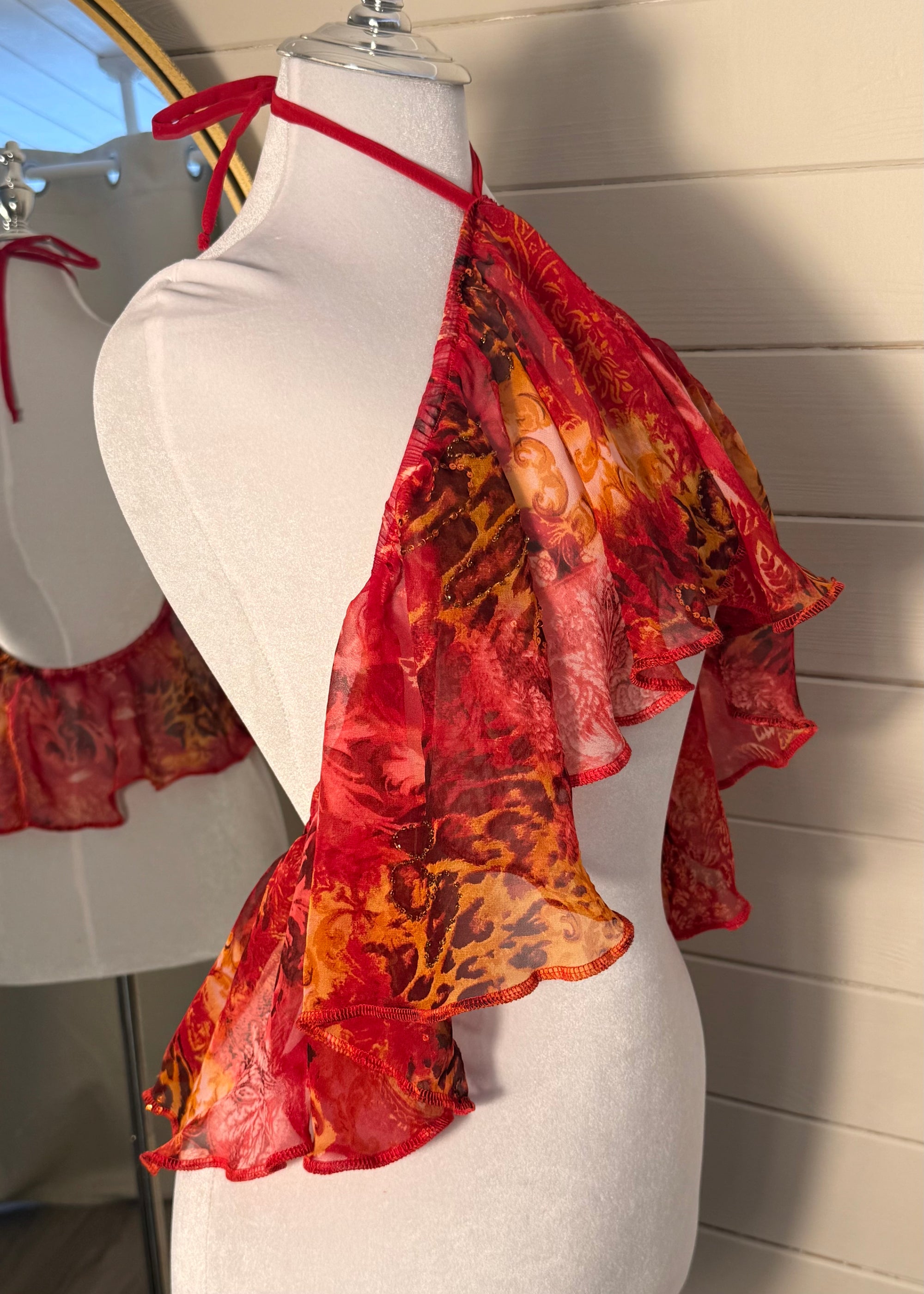READY TO SHIP - NALA Top only in Fabric Red embellished