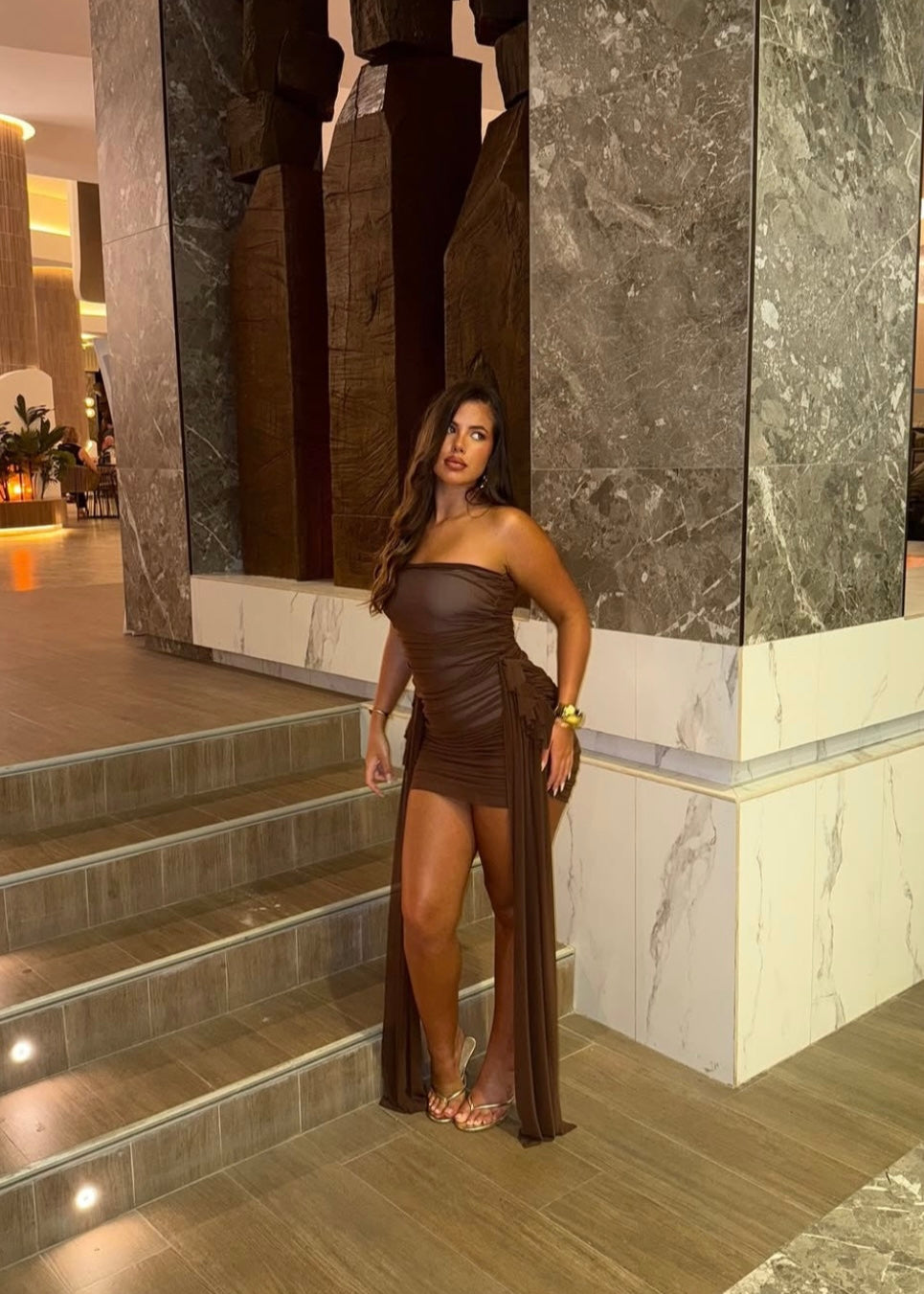 Ruched & Draped Mini Dress